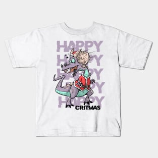 Critical Hit D20 Dice RPG Meme PnP Dragon Happy Critmas Gift Kids T-Shirt